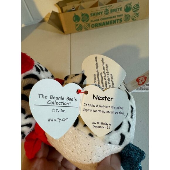 Ty Beanie Boos Nester Snowy Owl Plush Toy Red Scarf Hat 6 in Collectible - Picture 5 of 6